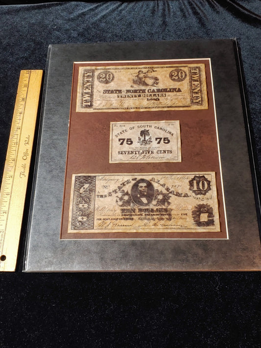 Civil War Currency Reproduction 14x11 Matted Sealed