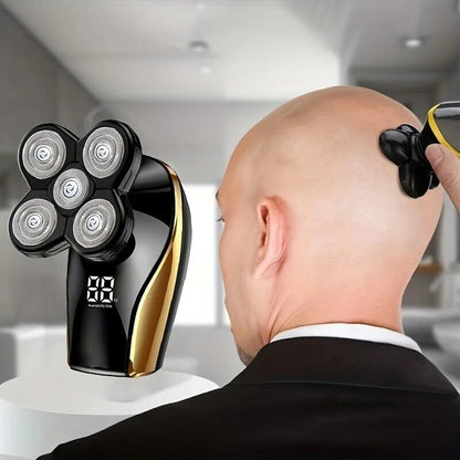 Rechargeable Bald Head Shaver LED Display 5 Floating Heads Mens Cordless