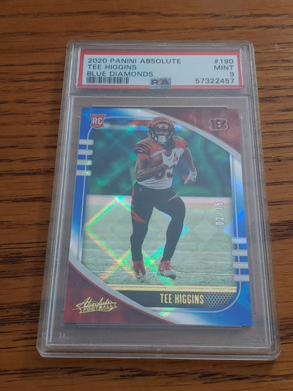 2020 Panini Absolute Rookie Tee Higgins Rare Blue #190 (RC) PSA 9 Bengals