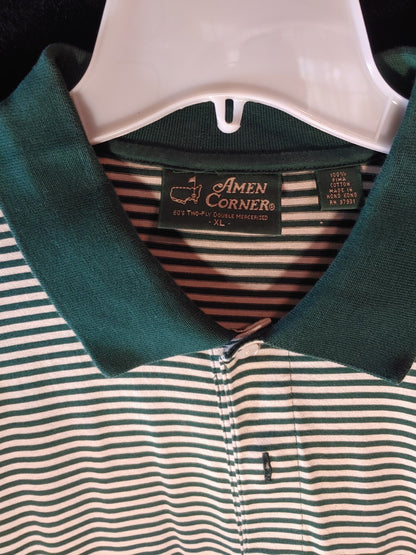 Augusta Amen Corner White/Green Striped XL Short Sleeve Polo Peter Millar