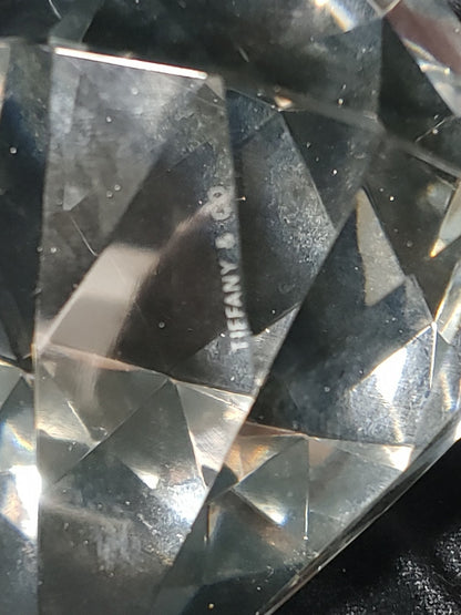 Signed Tiffany & Co. Diamond Shaped Crystal Paperweight