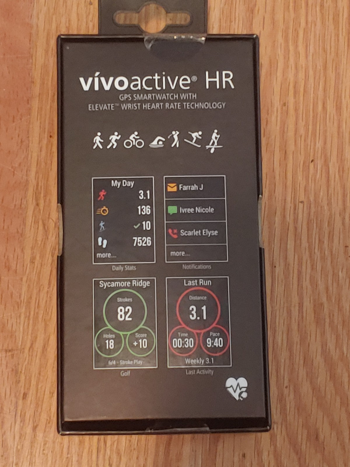 Garmin Vivoactive HR Heart Rate Monitor Regular Size Sport Watch Black
