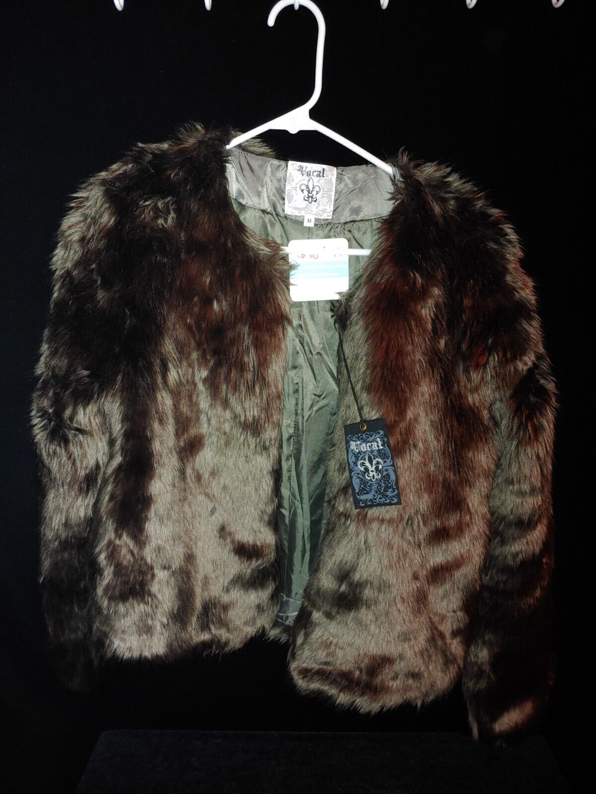 New Vocal Faux Fur Short Jacket W/Closures Medium