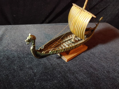 EDWARD AAGAARD Metal Viking Ship Iron Art  Copenhagen Denmark 10" x 2"