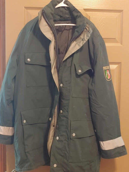 Vintage German Police Jacket Olive European Size 54 (US 44 XL) Hooded w/Liner