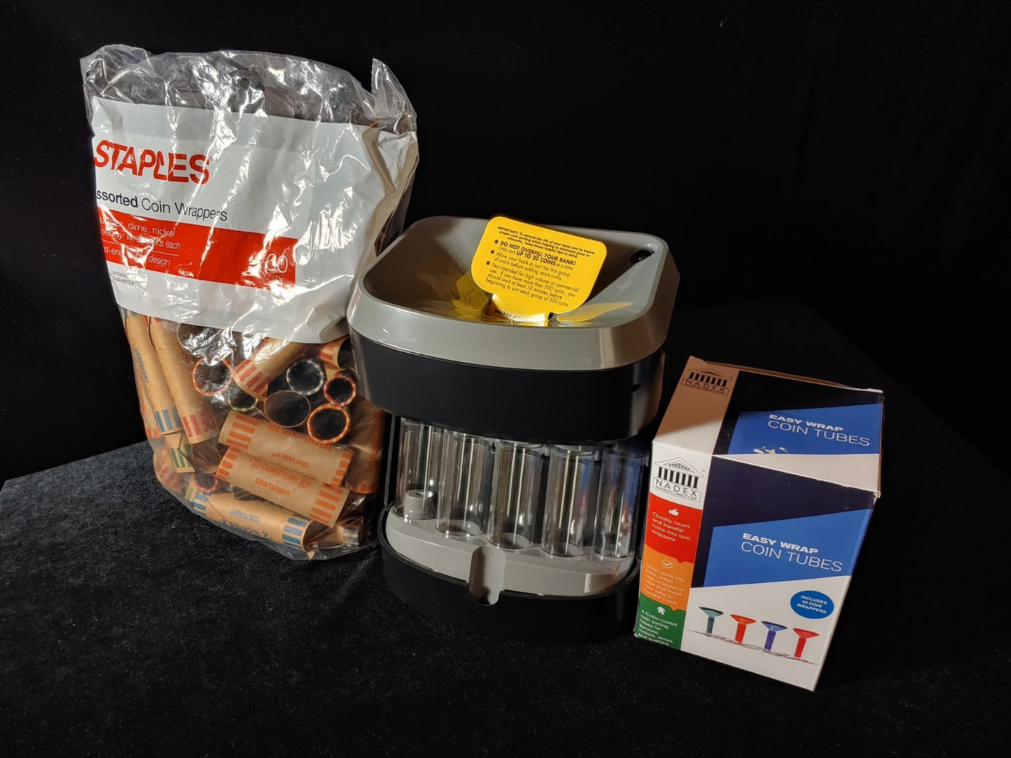 Magnif Coin Sorter Battery Motorized w/Coin Wrappers & Tubes