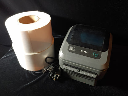 Zebra ZP450 Thermal Label Printer 4" Wide Label Printer USB + 2 Rolls Labels