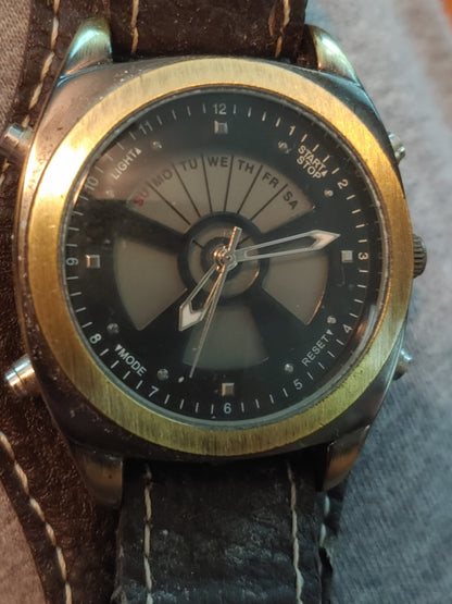 Quartz Watch Analog And Digital Unbranded w/ Faux Leather Strap