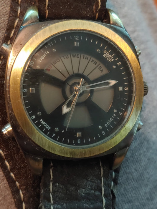 Quartz Watch Analog And Digital Unbranded w/ Faux Leather Strap