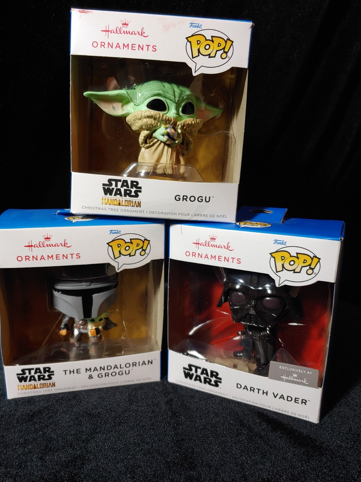 REDUCED! 2023 Funko Pop! 3 Pack Mando Grogu Vader Star Wars Hallmark Ornament