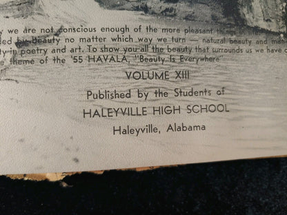 Vintage 1955 Havala Haleyville High School Haleyville Alabama Yearbook Annual
