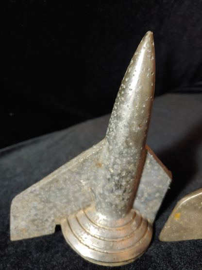 Pair Vintage OEM 57 Chevy Atomic Jet Airplane Hood Ornament Ready to Restore