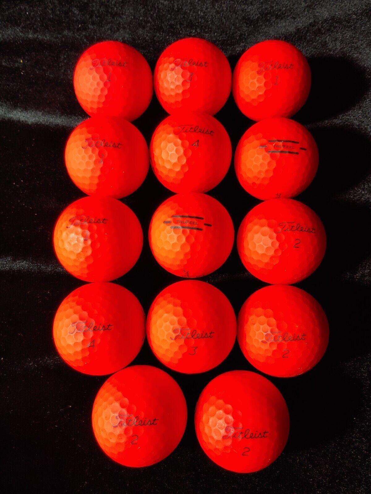 NEW! 14 TITLEIST MATTE RED TRUE FEEL GOLF BALLS