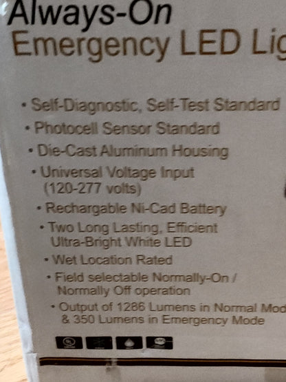 Architectural Indoor/Outdoor Emergency 2-LED Light 6 Rechargeable All Weather