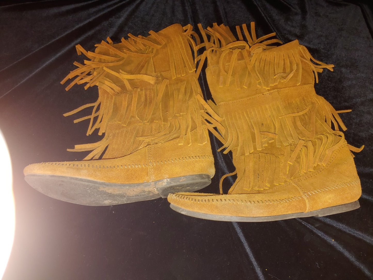 Minnetonka Boots 1632 Womens Sz 10 Brown 3 Layer Fringe Western Moccassin