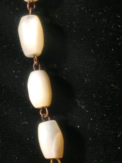 Vintage Italian Catholic Rosary White Beads Crucifix Stamped Jerusalem