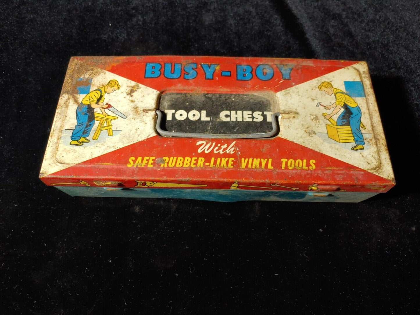 Vintage Busy-Boy Tool Metal Chest Ohio Art