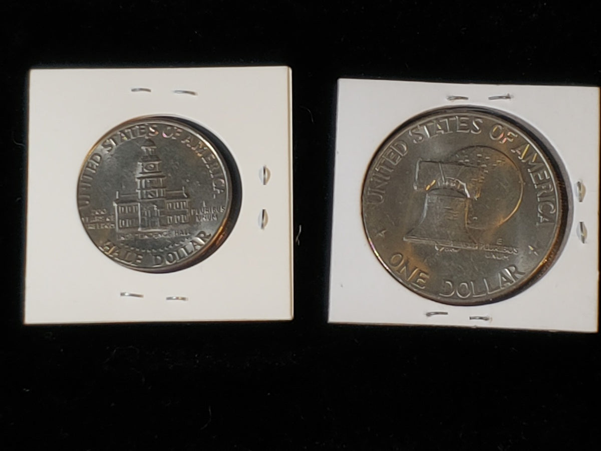 1776-1976 D Eisenhower Type 2 Dollar & Kennedy 1/2 Dollar Bicentennial