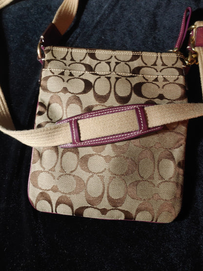Coach Signature Crossbody Bag Brown Purple HO849-40688 Pre-Owned