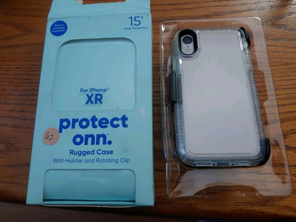 Protect Onn iPhone XR Rugged Case With Holter/Rotating Clip 15' Drop Protection