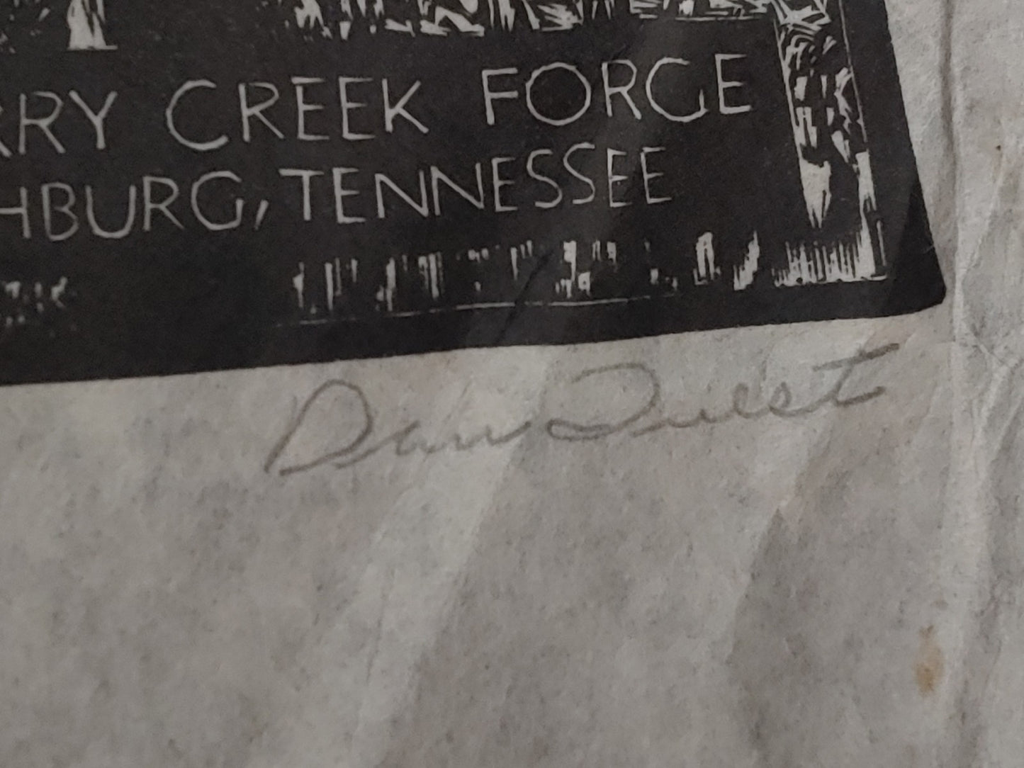Dan Quest Vintage Original Woodcut Mulberry Creek Forge Signed Low # 119/2000