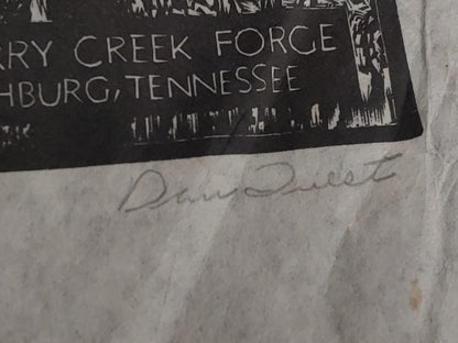 Dan Quest Vintage Original Woodcut Mulberry Creek Forge Signed Low # 119/2000