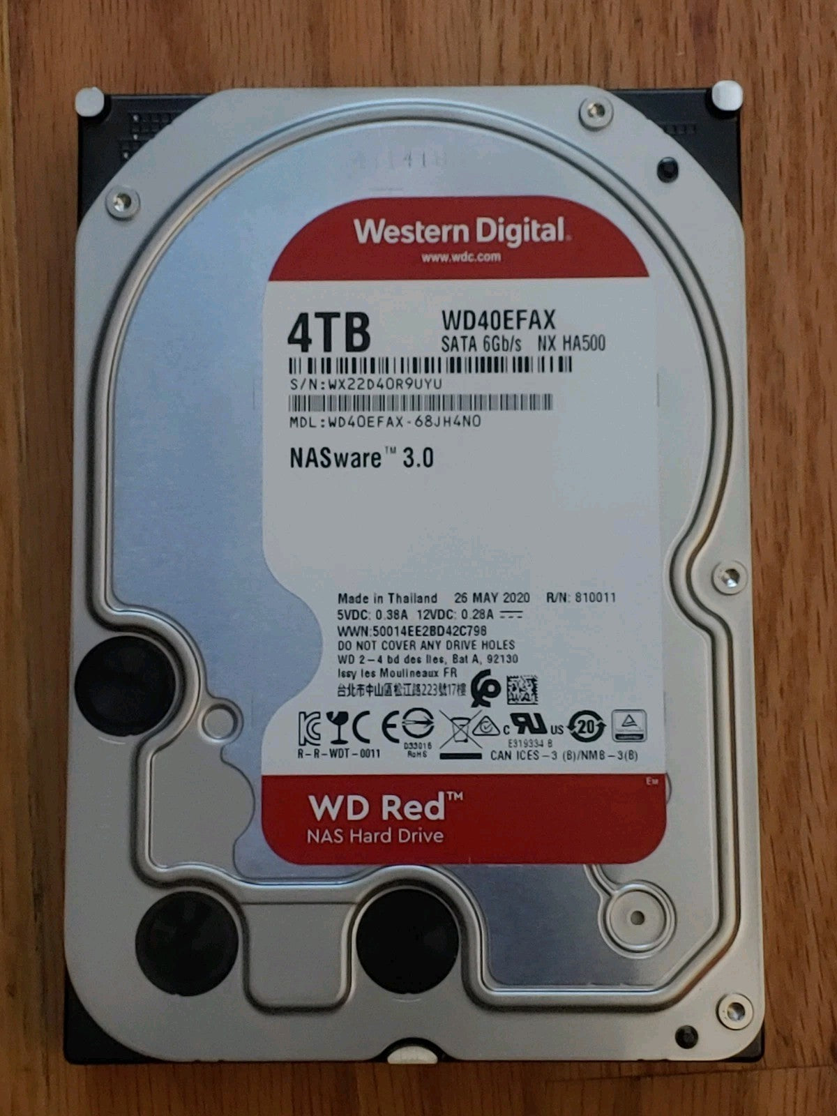 Western Digital NAS WD40EFAX 4TB SATA 6GB/S WD Red NAS Only 9,696 Hours