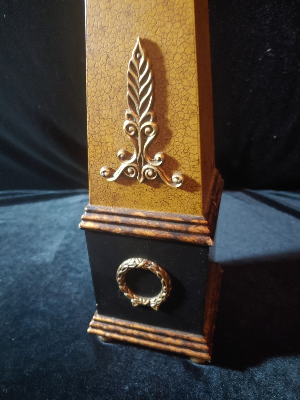 Vintage Neoclassical Style Brass Composition and Partial Ebonized Table Obelisk