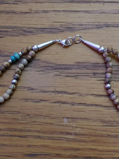 HAND MADE TURQUOISE DOUBLE BEADED NECKLACE 18"