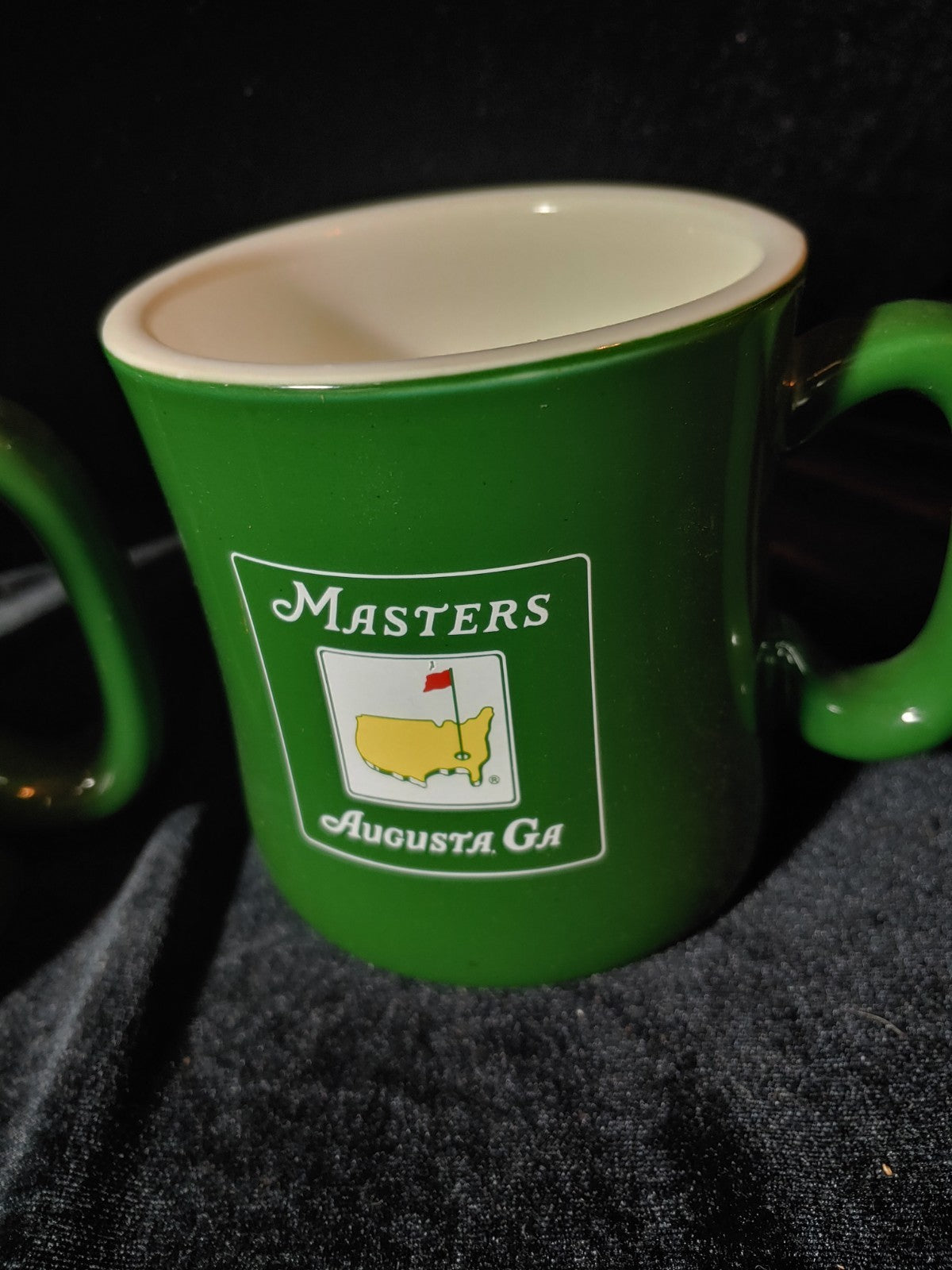 RARE 3 Augusta National Masters Golf Tournament Mug Signature Green Coffee Cup