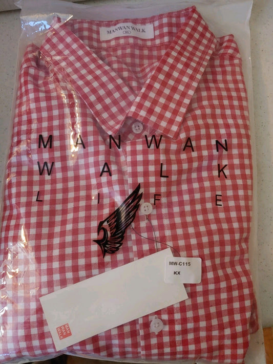 NEW! Manwan Walk Mens Short Sleeve Plaid Casual Button Down Shirt