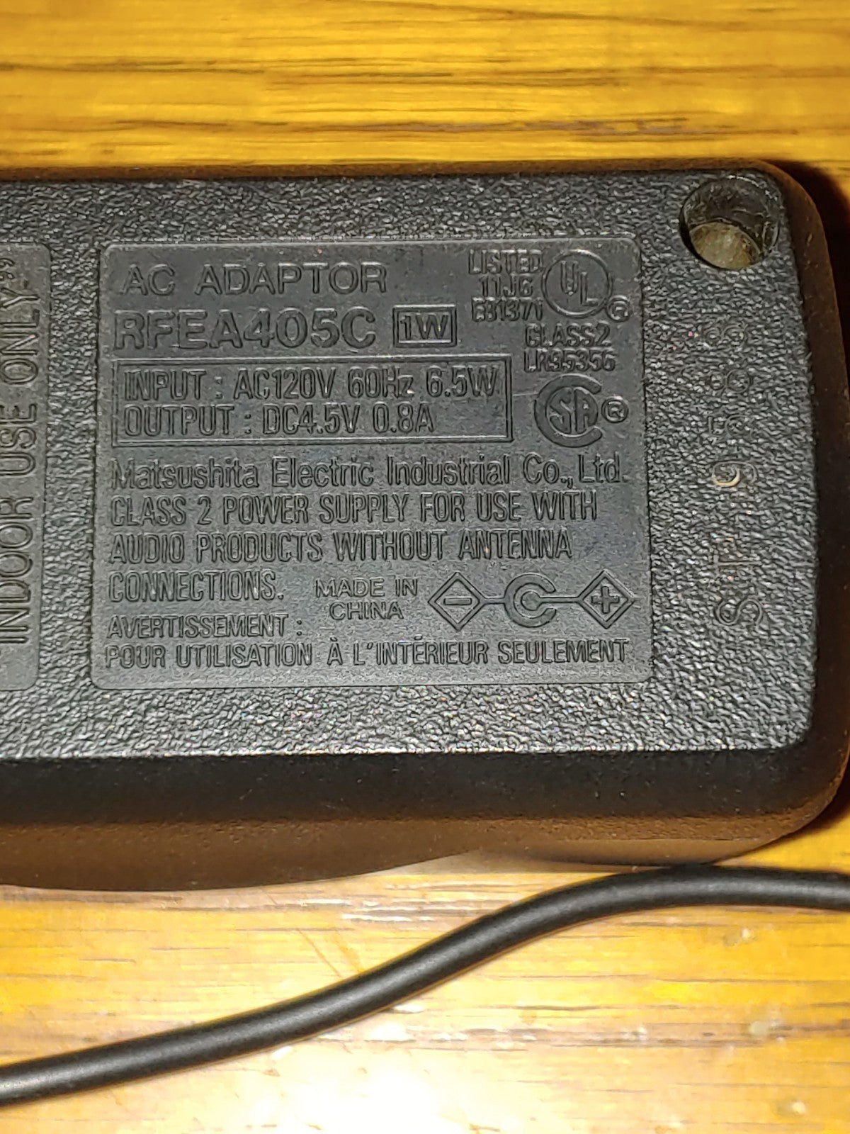 PANASONIC RFEA405C 4.5V 0.8A  AC Adapter Portable CD Players
