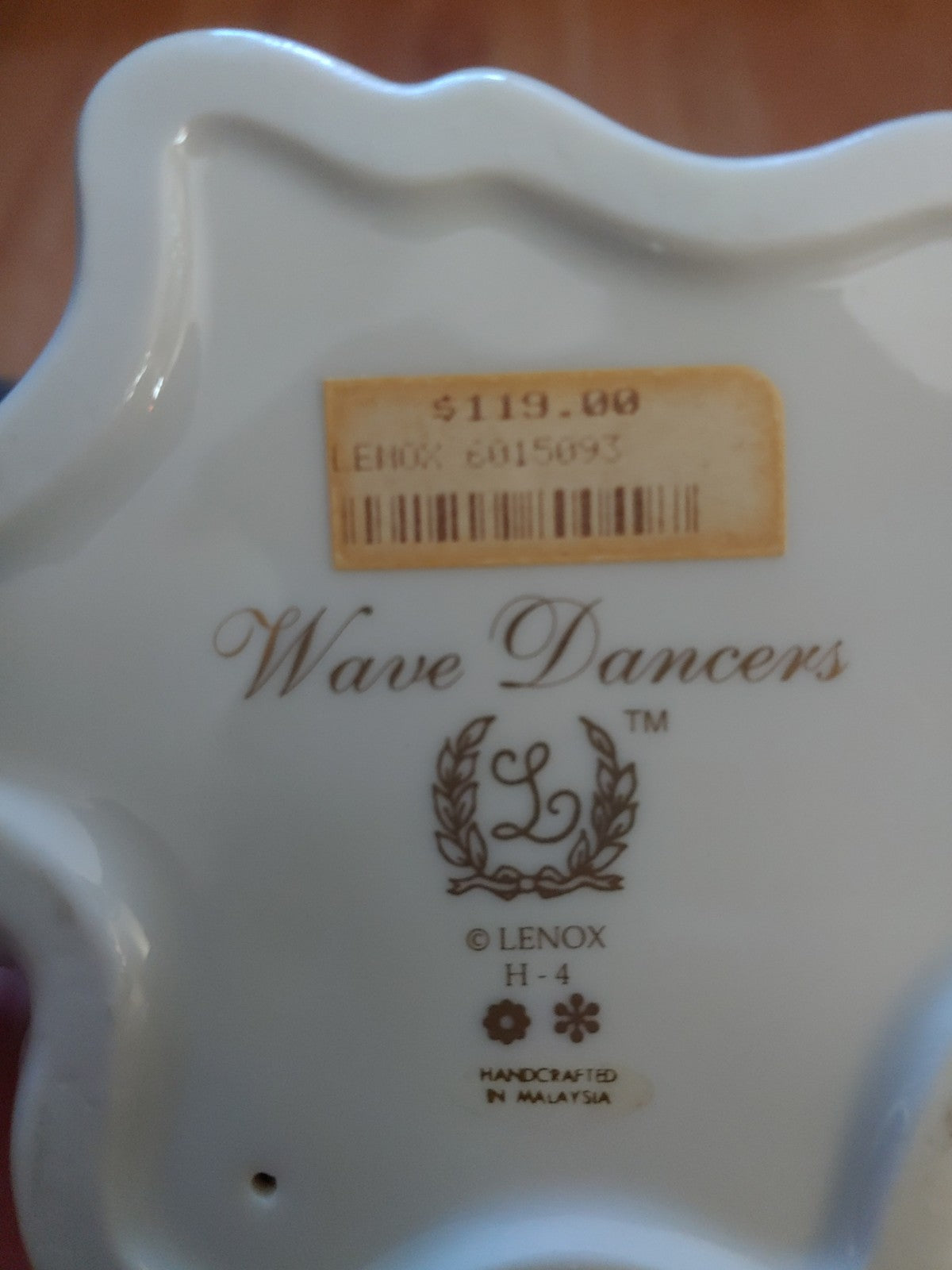 LENOX H-4 Handcrafted "Wave Dancers" Dolphins Porcelain Gold Accents