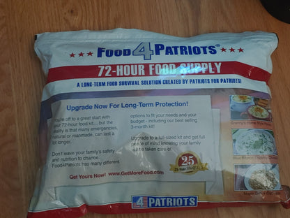 Food 4 Patriots Sealed 72-Hour Food Supply 16 Servings