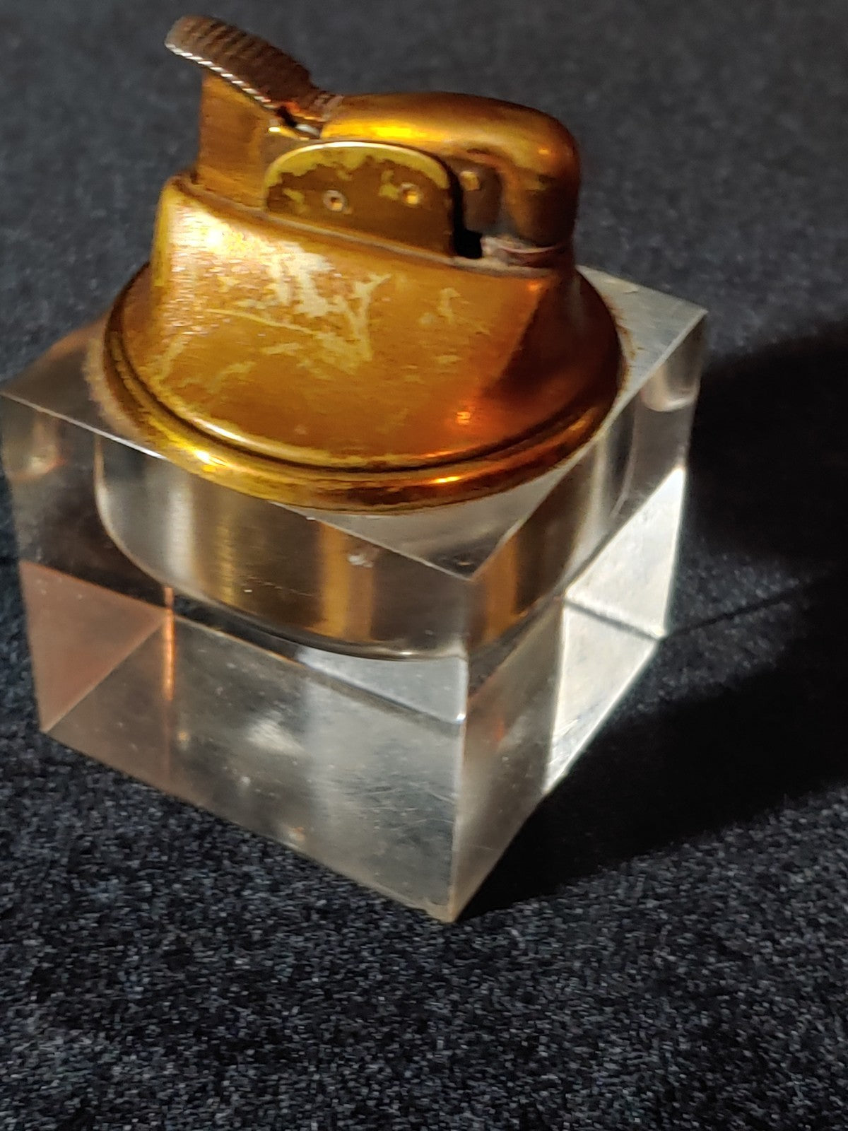 Vintage Table Lighter in Lucite Base