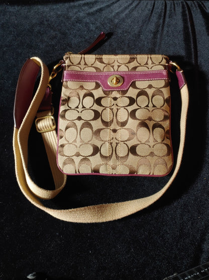 Coach Signature Crossbody Bag Brown Purple HO849-40688 Pre-Owned