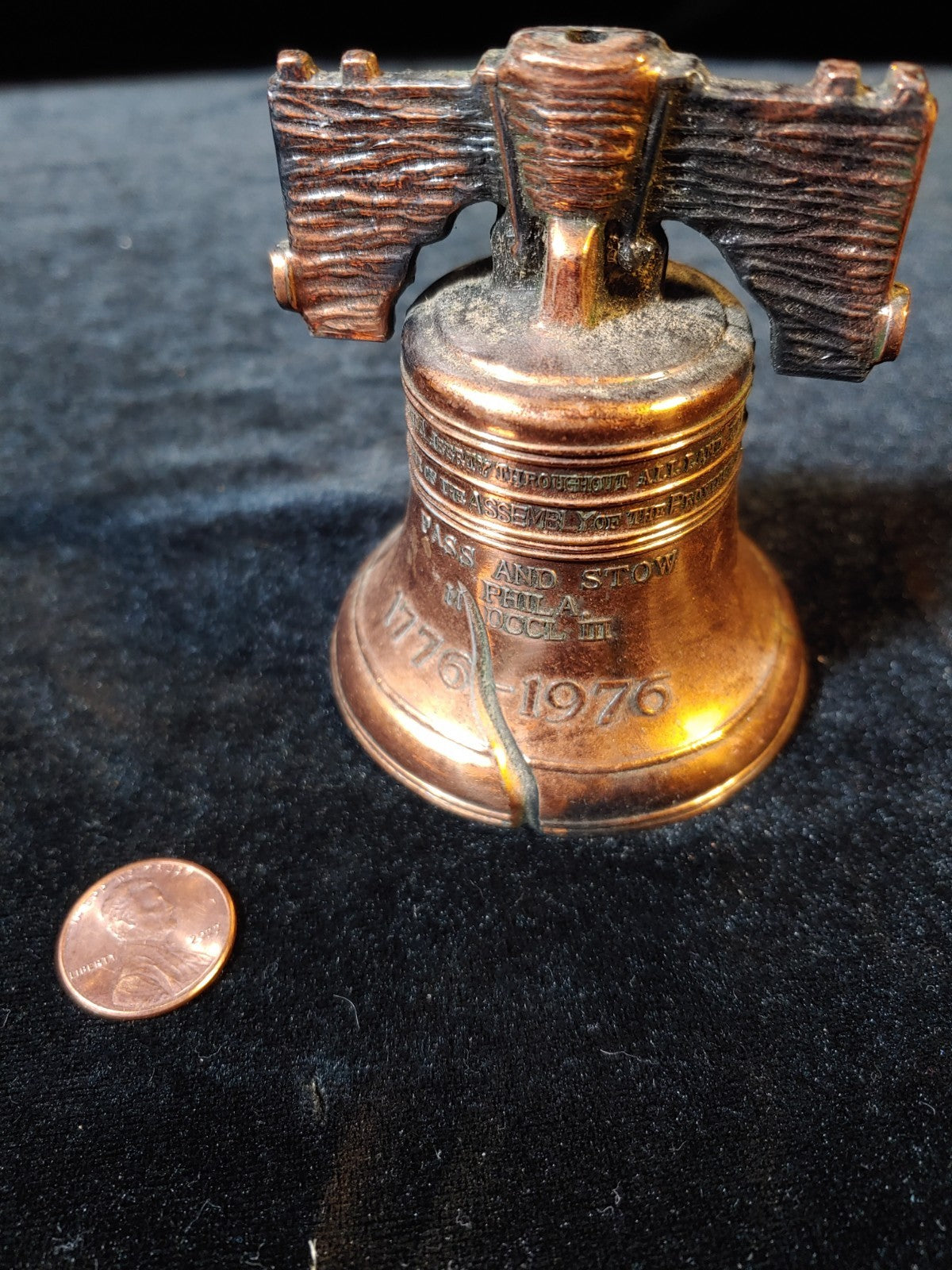Vintage Mini Liberty Bell Dinner Bell Copper 1776-1976 RARE!