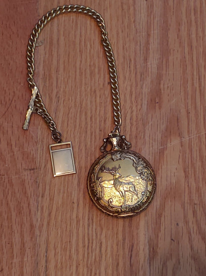 Majestime 17 Jewel Shock Resistant Swiss Made Pocket Watch Chain Great Condition