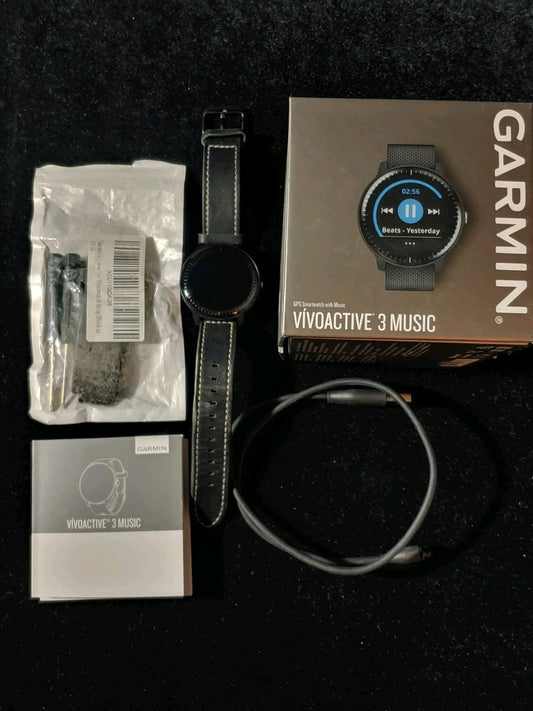 Garmin Vivoactive 3 MUSIC GPS Smartwatch Strap Charger Box