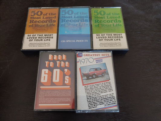 Vintage Collection 50 Best Records Vol 1-3 60's 70's Greatest Hits Cassette Tape