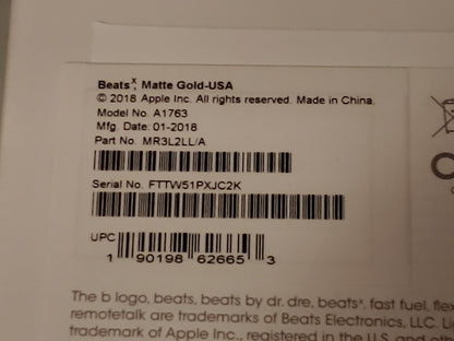 NEW! Beats X Wireless Earphones Matte Gold 2018 A1763 Parts