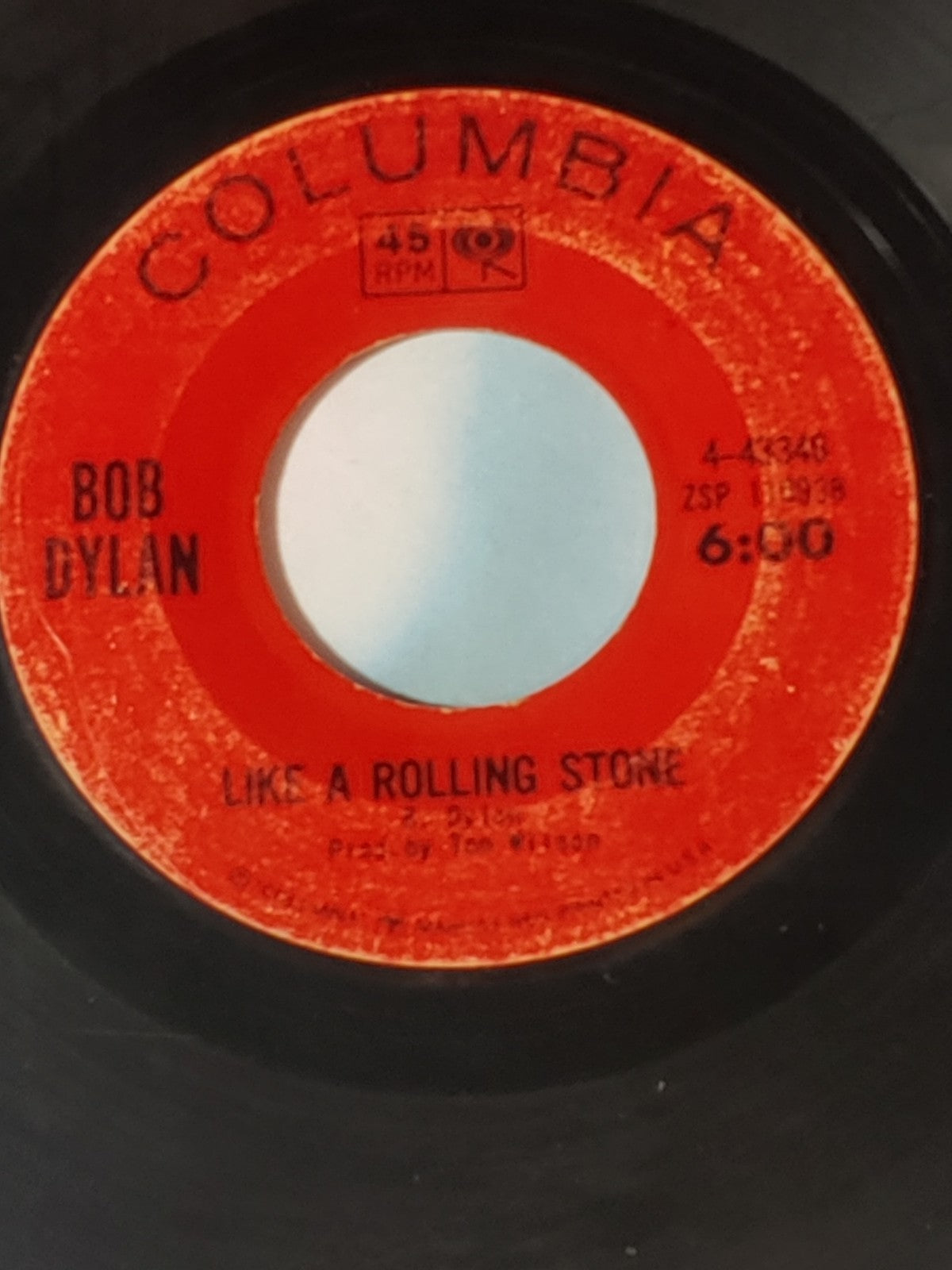 FRAMED BOB DYLAN LIKE A ROLLING STONE 7" 45 RECORD 1965
