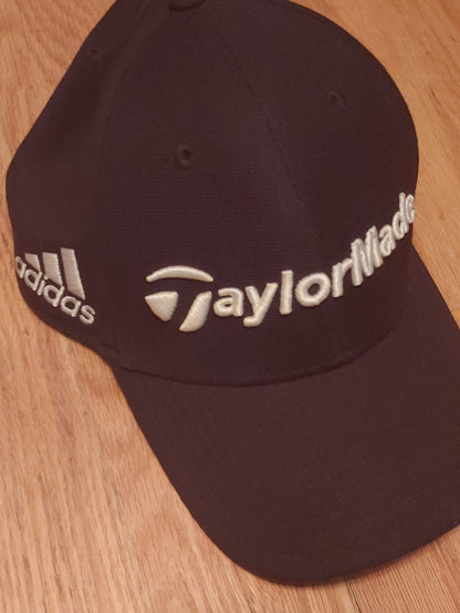 Taylormade Golf Hat Embroidered Black White Logos