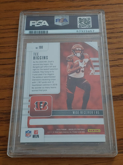 2020 Panini Absolute Rookie Tee Higgins Rare Blue #190 (RC) PSA 9 Bengals