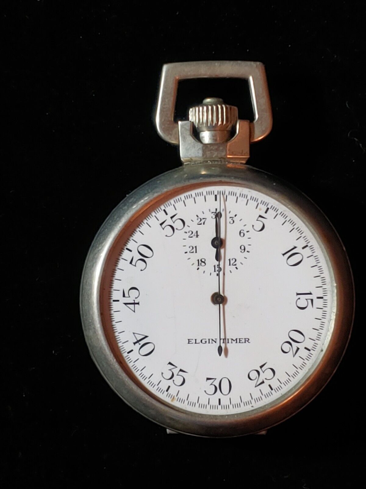 Vintage WWII Elgin Timer Stopwatch No Front Crystal Good Cosmetic Condition