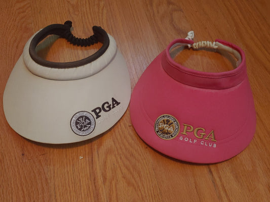 Vintage PGA Golf Club Women's Golf Visors White/Pink Some Discoloration on Brim
