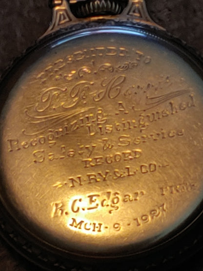 Hamilton Wadsworth Railroad Bar Over Crown 14K Gold 21 Jewels Pocket Watch