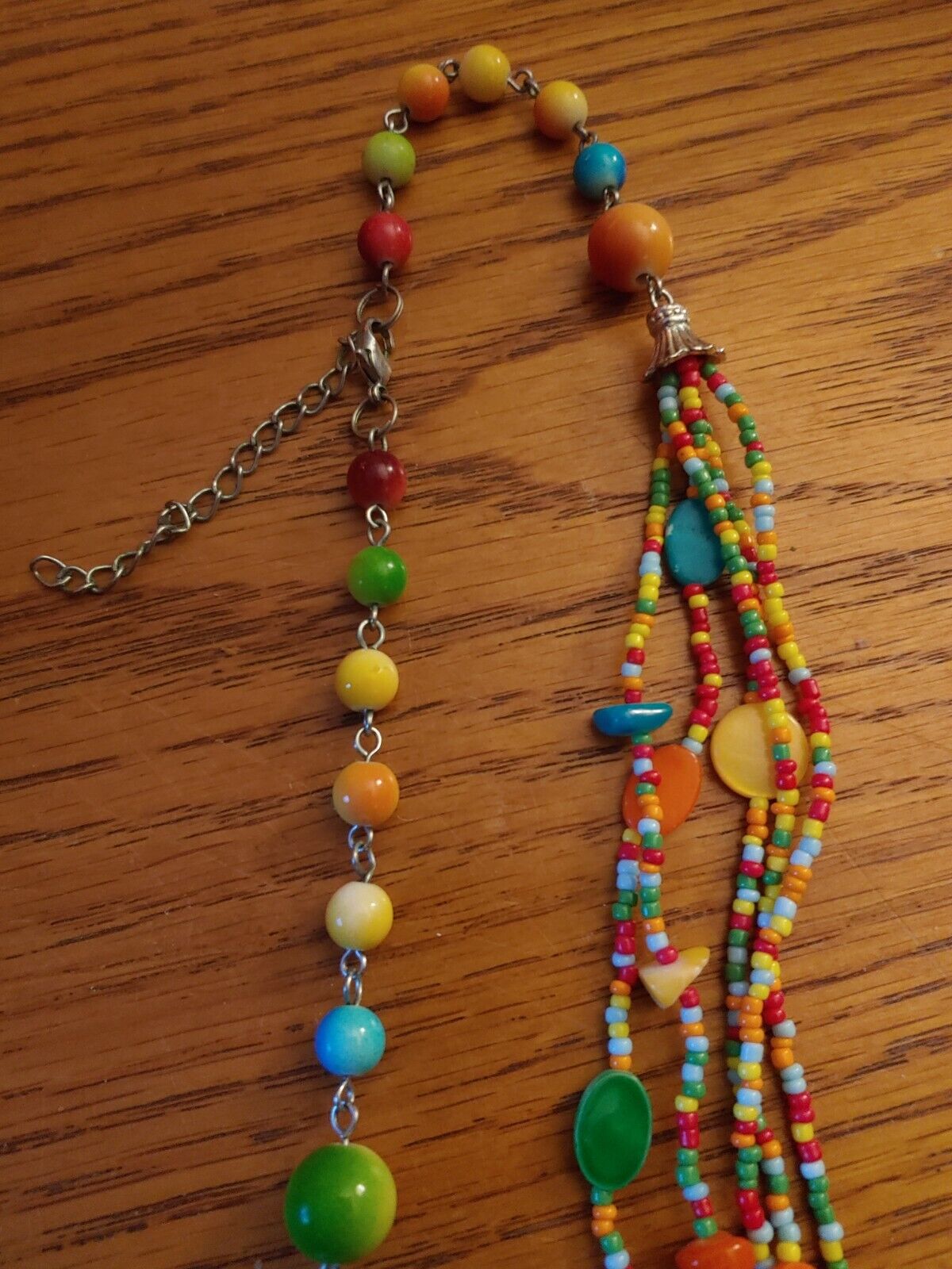 Hand crafted Multi Strand Multi Color Beaded Necklace 24"