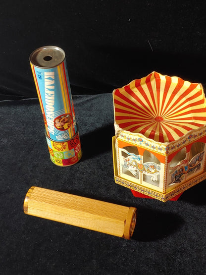 Vintage Musical Revolving Carousel Merry go Round Horses & Kalidescopes
