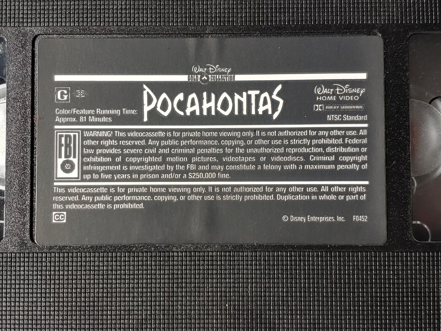 Walt Disney's Pocahontas Gold Collection VHS Movie